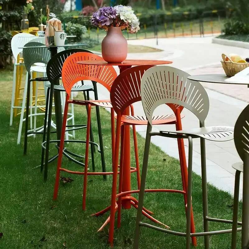 Outdoor Furniture Yellow - 新しい黄色の工業用バースツール北欧屋外ミニマリストモダンなハイチェア快適なシングルタブレテスデバーホーム家具