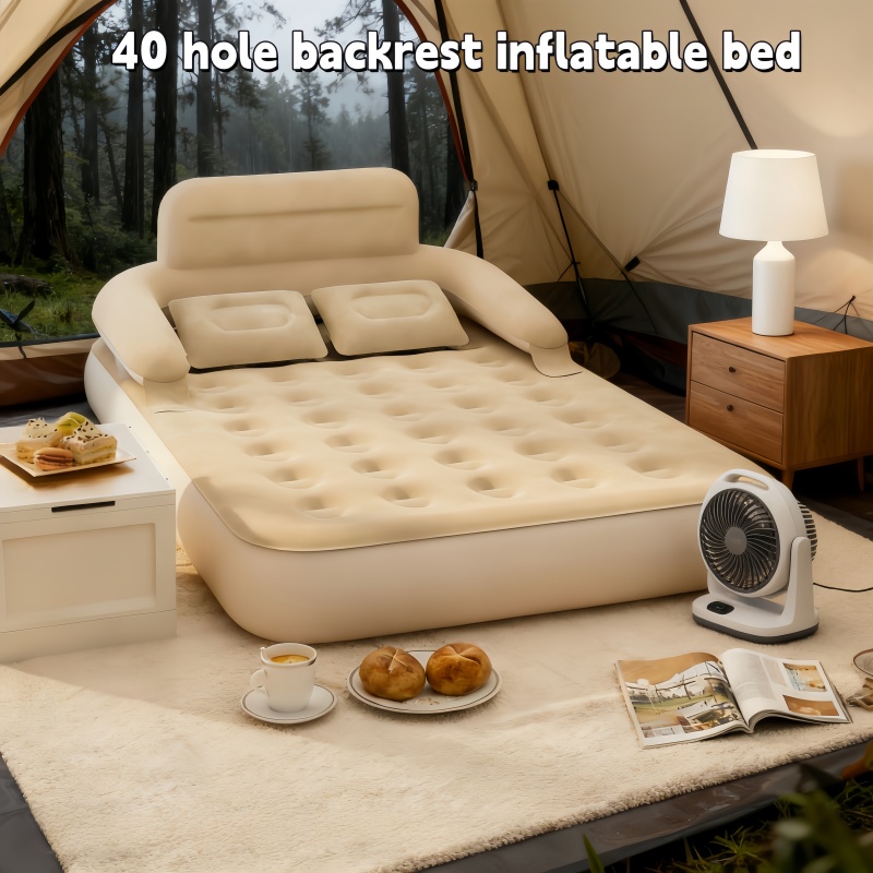 Outdoor Furniture Pillows - 屋外多機能2人用キャンプ用インフレータブルベッド、ポータブル背もたれ付きプラッシュインフレータブルソファ、エアクッションベッド、自宅での昼寝用