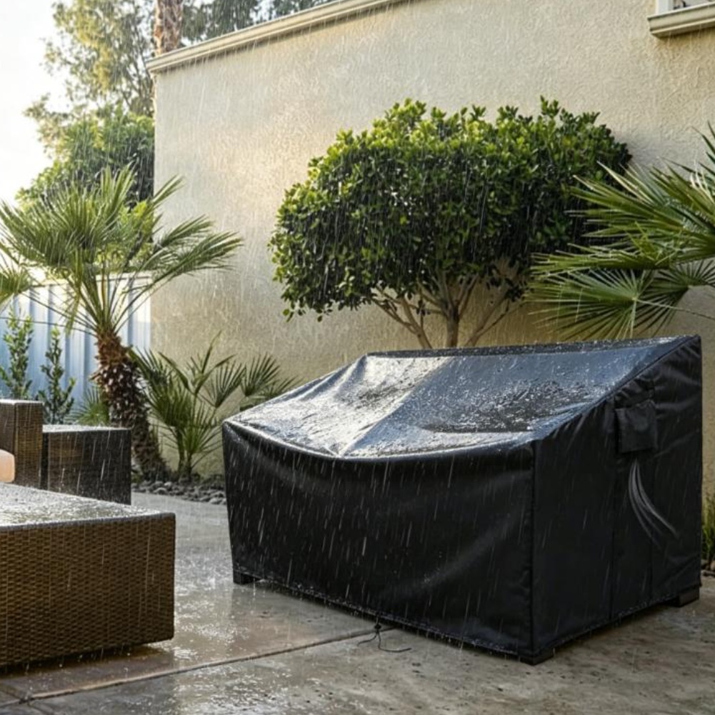 Outdoor Furniture Heavy - 頑丈なパティオソファカバー 防水屋外カウチカバー パティオ家具カバー ブラック 210Dオックスフォード生地 チェアカバー