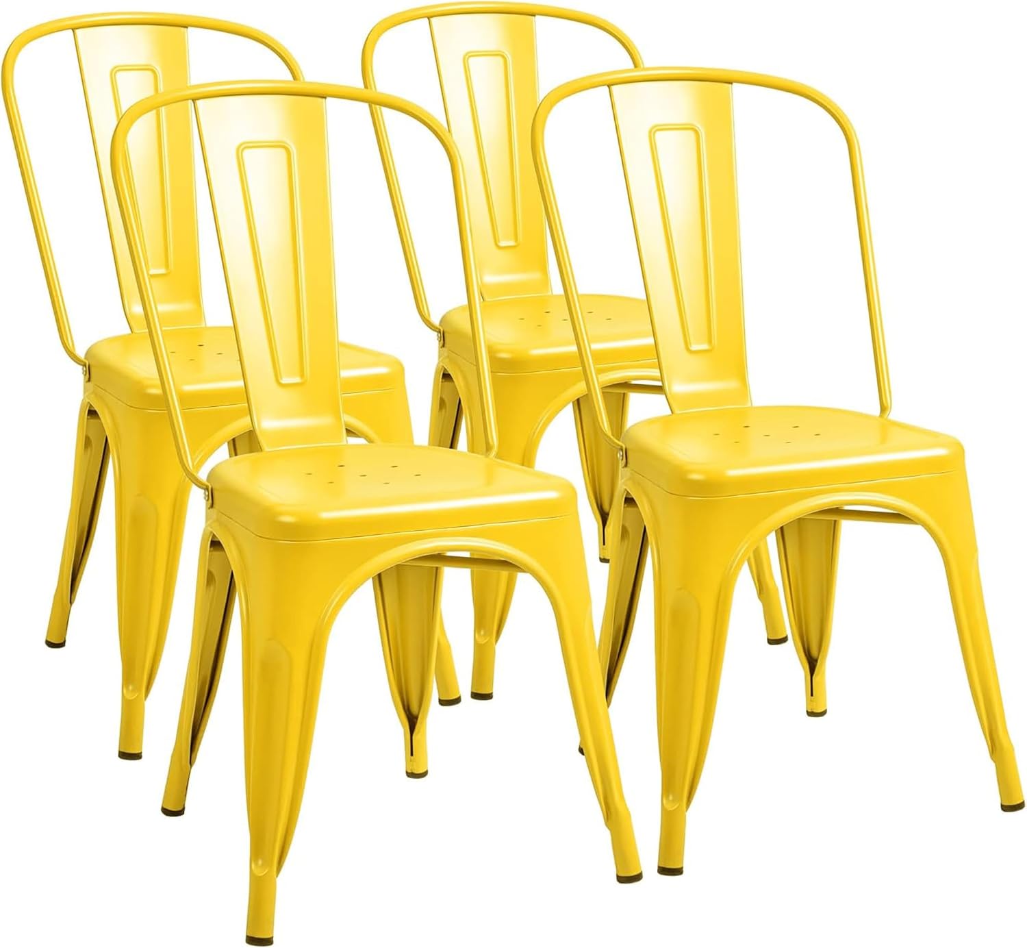 Outdoor Furniture Yellow - 金属製ダイニングチェア 4 個セット 屋内屋外用 スタッカブル クラシック