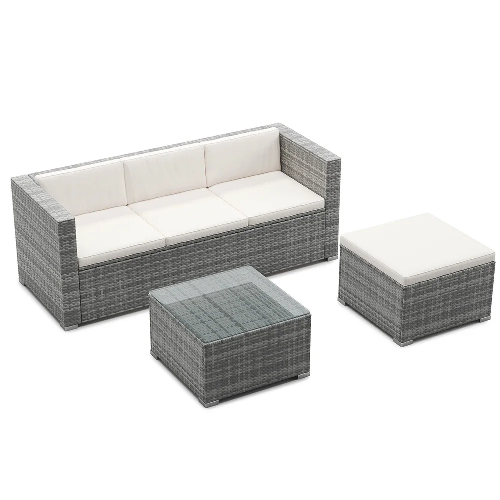 Outdoor Furniture Types - ガーデンレジャー スチールラタン ソファセット 卸売小売業者 3点セット 屋外家具