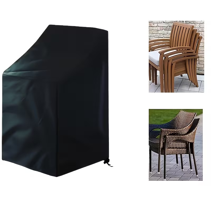 Outdoor Furniture Heavy - 1個入りの頑丈なスタッキング式屋外用椅子カバー、金属/プラスチック/ラダーバックチェア、調節可能な巾着付きパティオ家具に適合