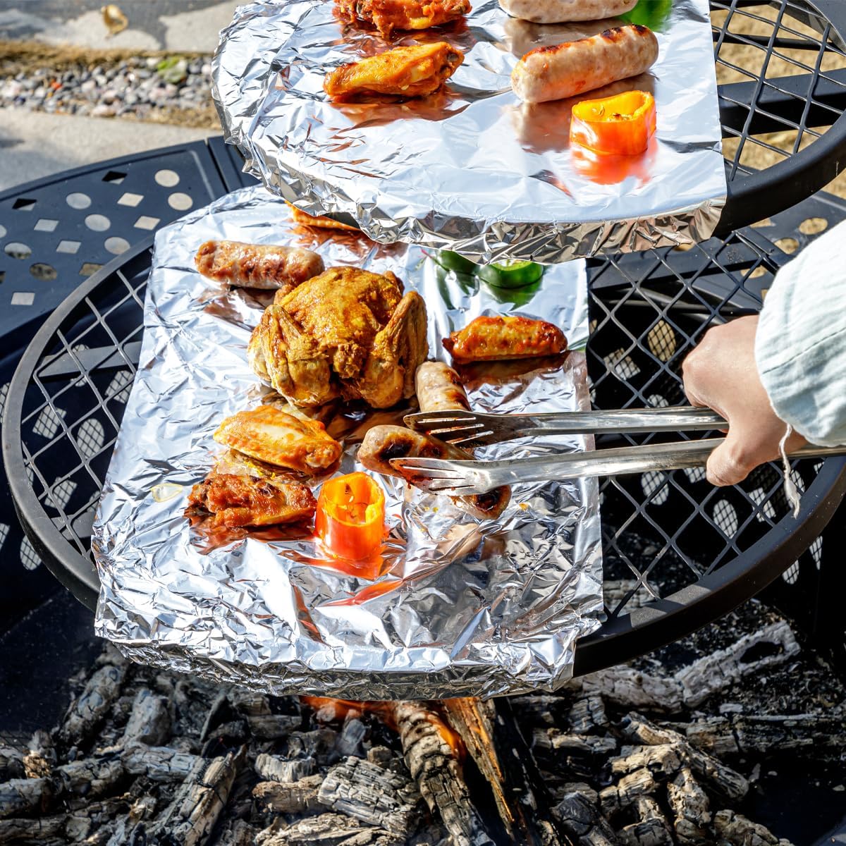特大木製焚き火台テーブル、回転式BBQグリル付き、屋外用頑丈 - Outdoor Furniture With Fire Pit のレビューと価格
