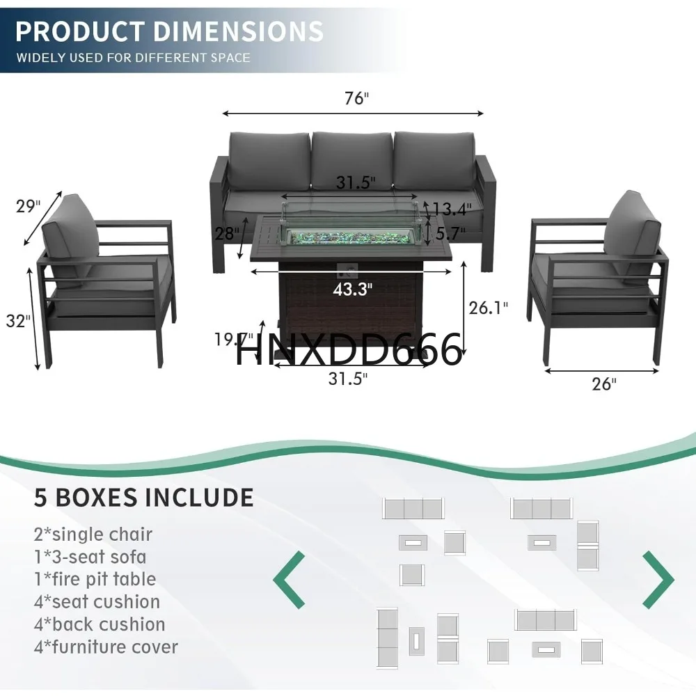 ファイヤーピットテーブル付きパティオ家具セット、6点セットア - Outdoor Furniture With Fire Pit のレビューと価格