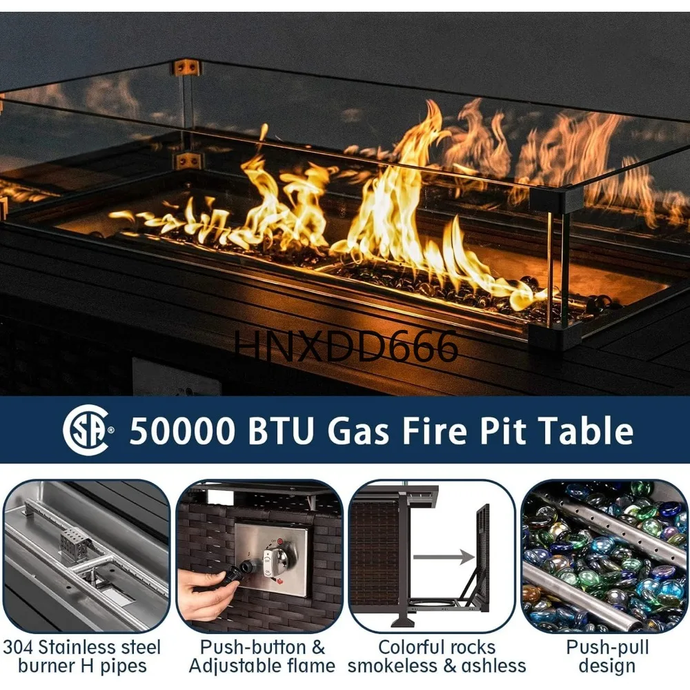 ファイヤーピットテーブル付きパティオ家具セット、6点セットア - Outdoor Furniture With Fire Pit のレビューと価格