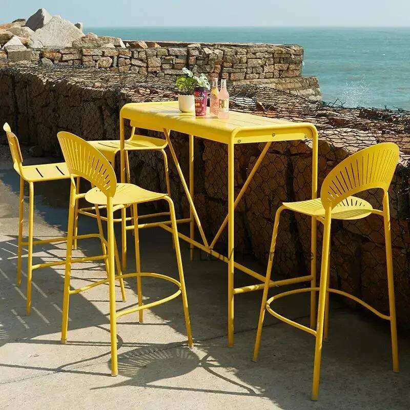 新しい黄色の工業用バースツール北欧屋外ミニマリストモダンなハ - Outdoor Furniture Yellow のレビューと価格