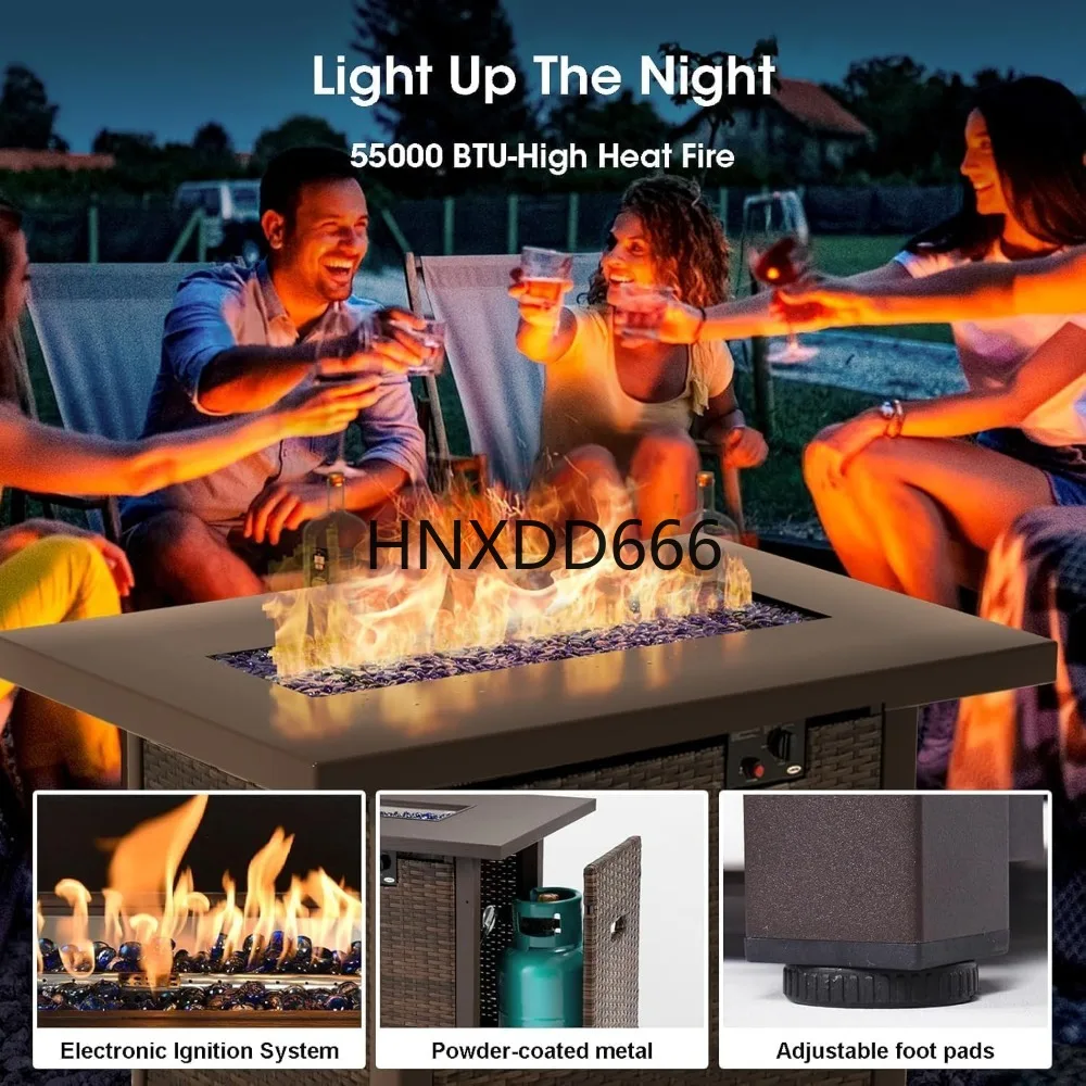 7点セットのパティオ家具セット、ファイヤーピットテーブル付き - Outdoor Furniture With Fire Pit のレビューと価格
