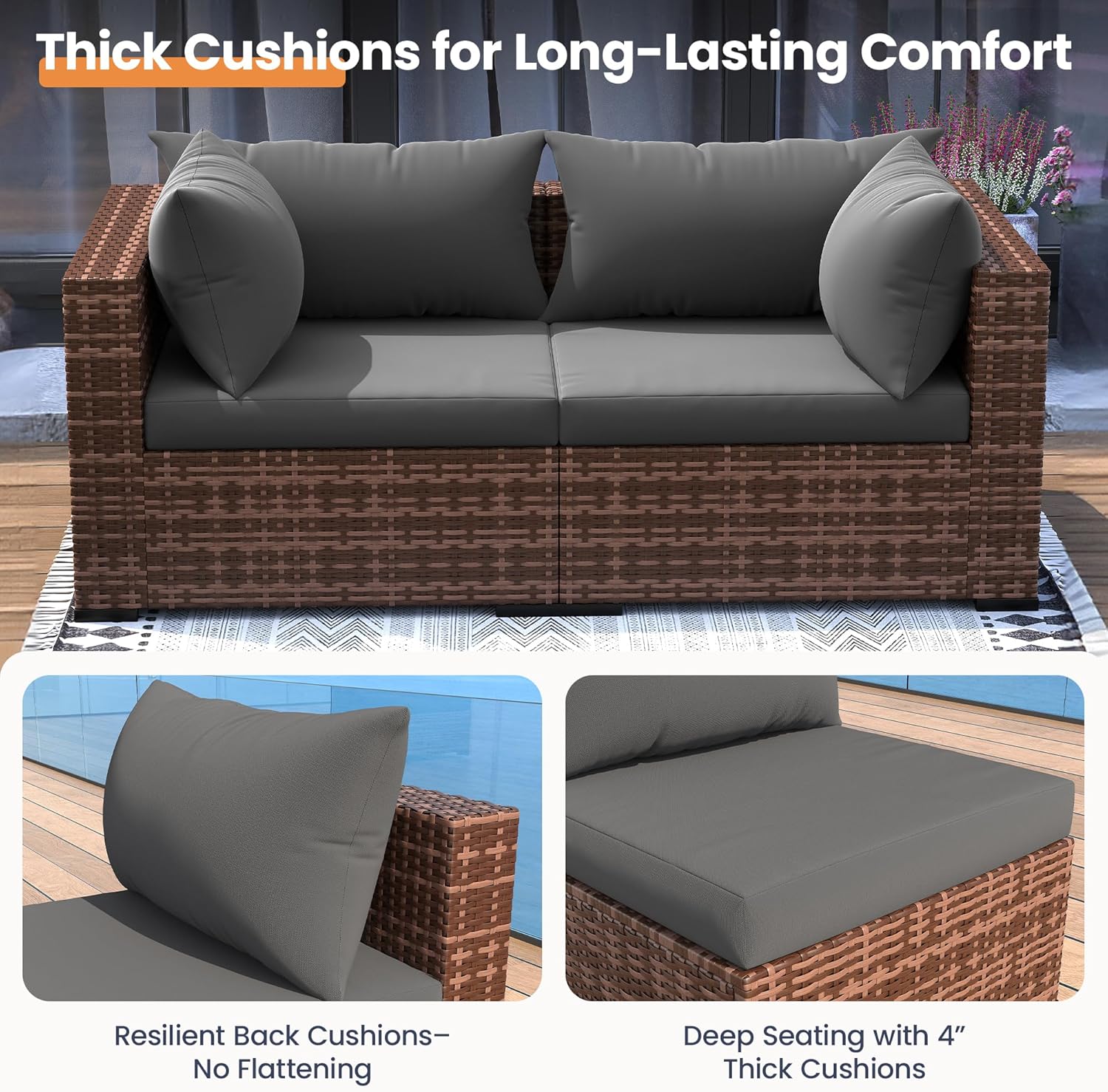 5ピース屋外用セクショナルソファセット、ファイヤーピットテー - Outdoor Furniture With Fire Pit のレビューと価格