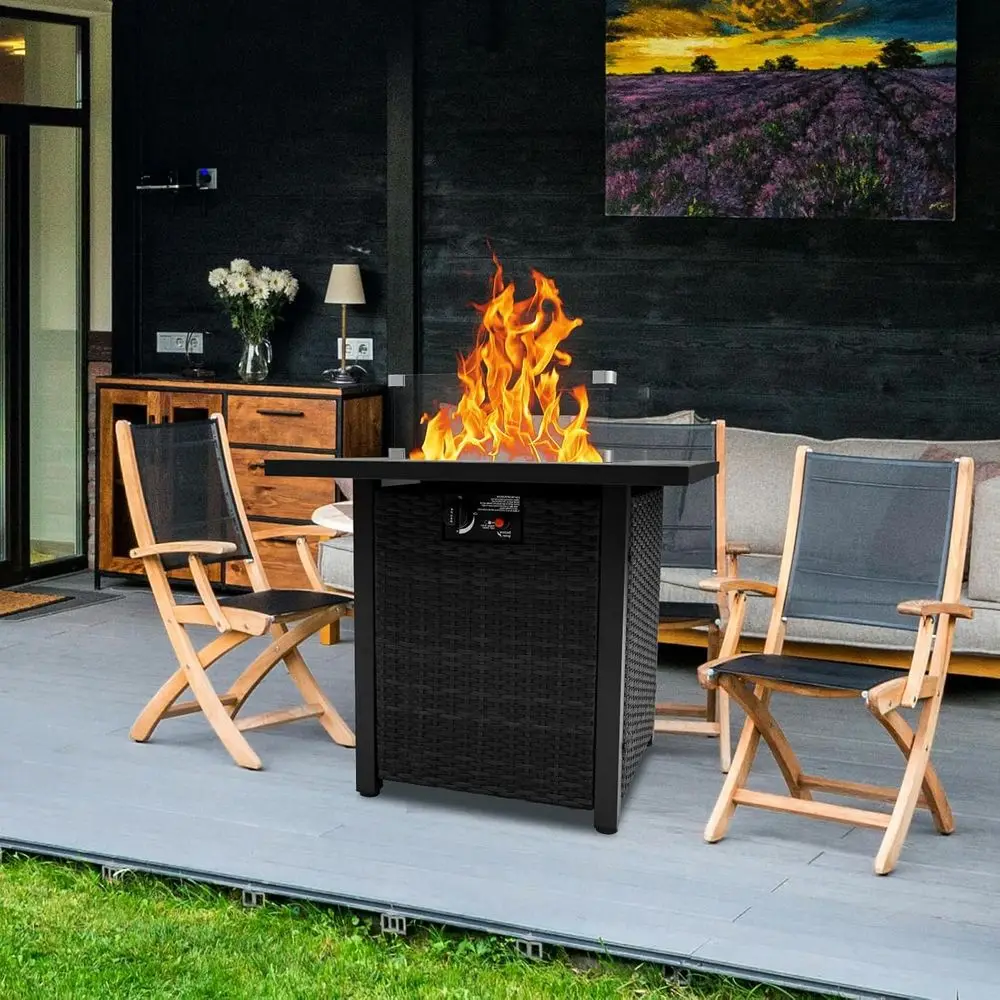 籐製屋外パティオ家具セット、豪華なクッション付き籐製セクショ - Outdoor Furniture With Fire Pit のレビューと価格