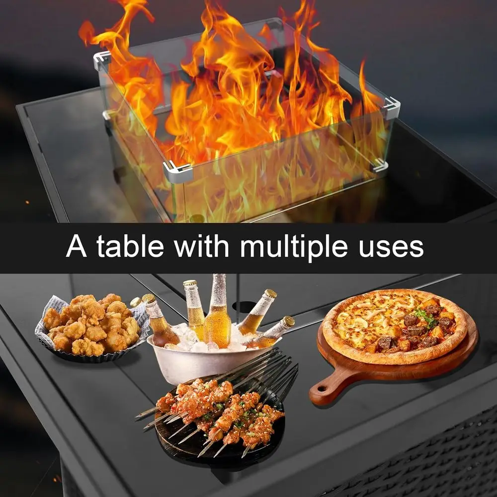 籐製屋外パティオ家具セット、豪華なクッション付き籐製セクショ - Outdoor Furniture With Fire Pit のレビューと価格