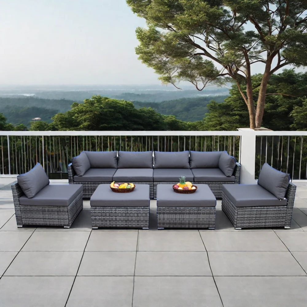 現代的な屋外家具ソファパティオ家具セットPEラタンガーデンセ - Outdoor Furniture With Fire Pit のレビューと価格