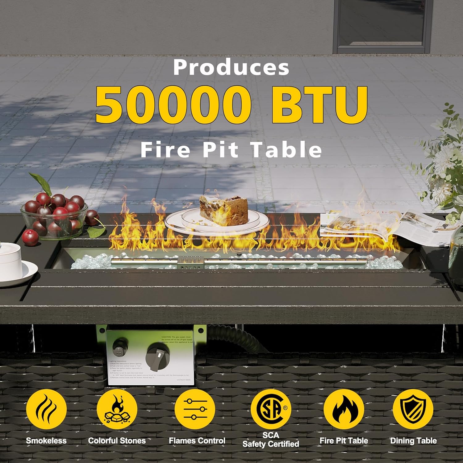 ファイヤーピットテーブル付きパティオ家具セット、8ピース屋外 - Outdoor Furniture With Fire Pit のレビューと価格