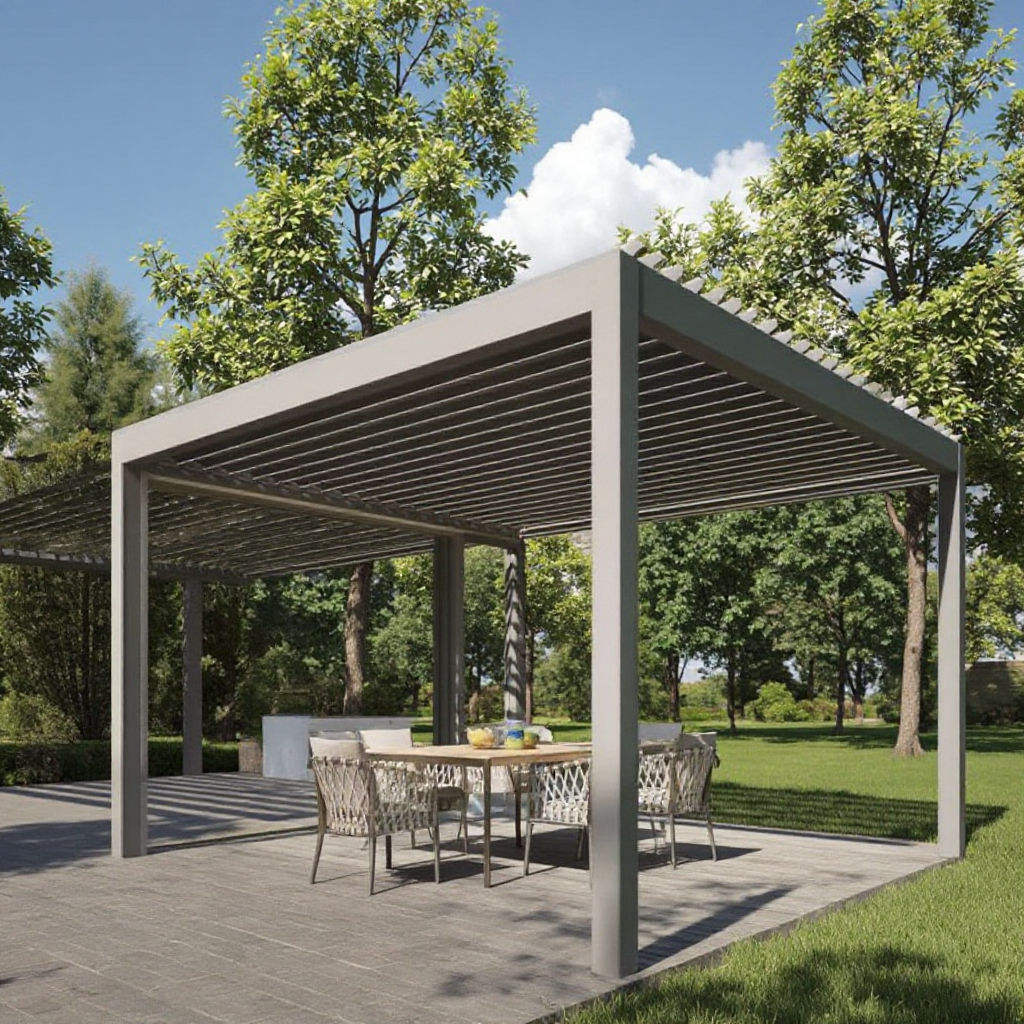 屋外用防錆ヘビーデューティーパビリオン（LEDライトと調整可 - Outdoor Furniture Heavy のレビューと価格