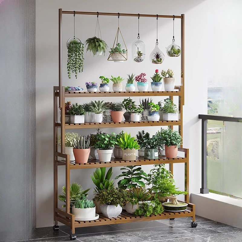 モダンな無垢材の植物棚床タイプバルコニー植木鉢多層植物棚屋外 - Outdoor Furniture Types のレビューと価格