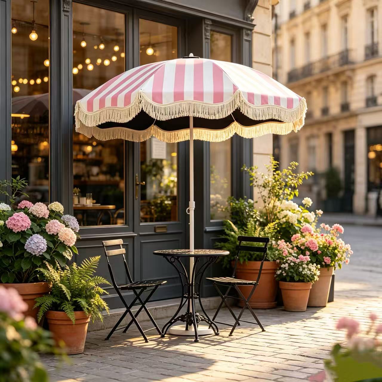 装飾タッセル付きビーチパラソル（1個入り）、ピンク・白・黄・ - Outdoor Furniture Yellow のレビューと価格