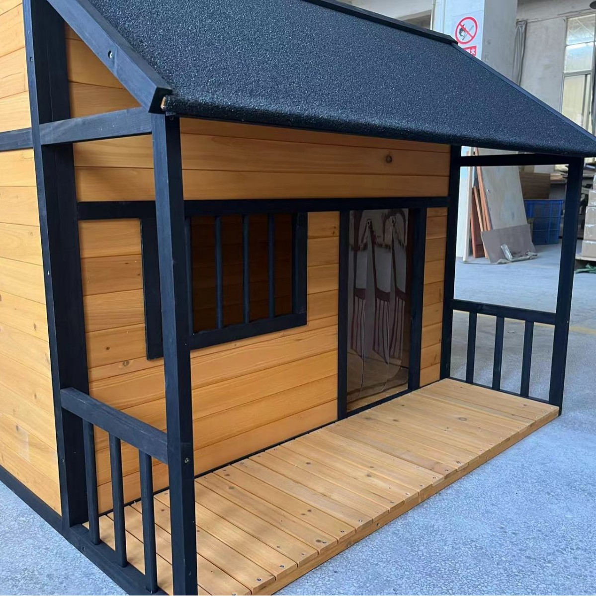 黄色の無地の屋外犬小屋、アスファルト屋根付き木製ペット家具 - Outdoor Furniture Yellow のレビューと価格