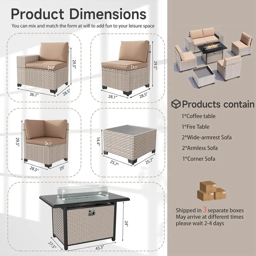 7点セットの屋外パティオ家具セット（ファイヤーピット、セクシ - Outdoor Furniture With Fire Pit のレビューと価格