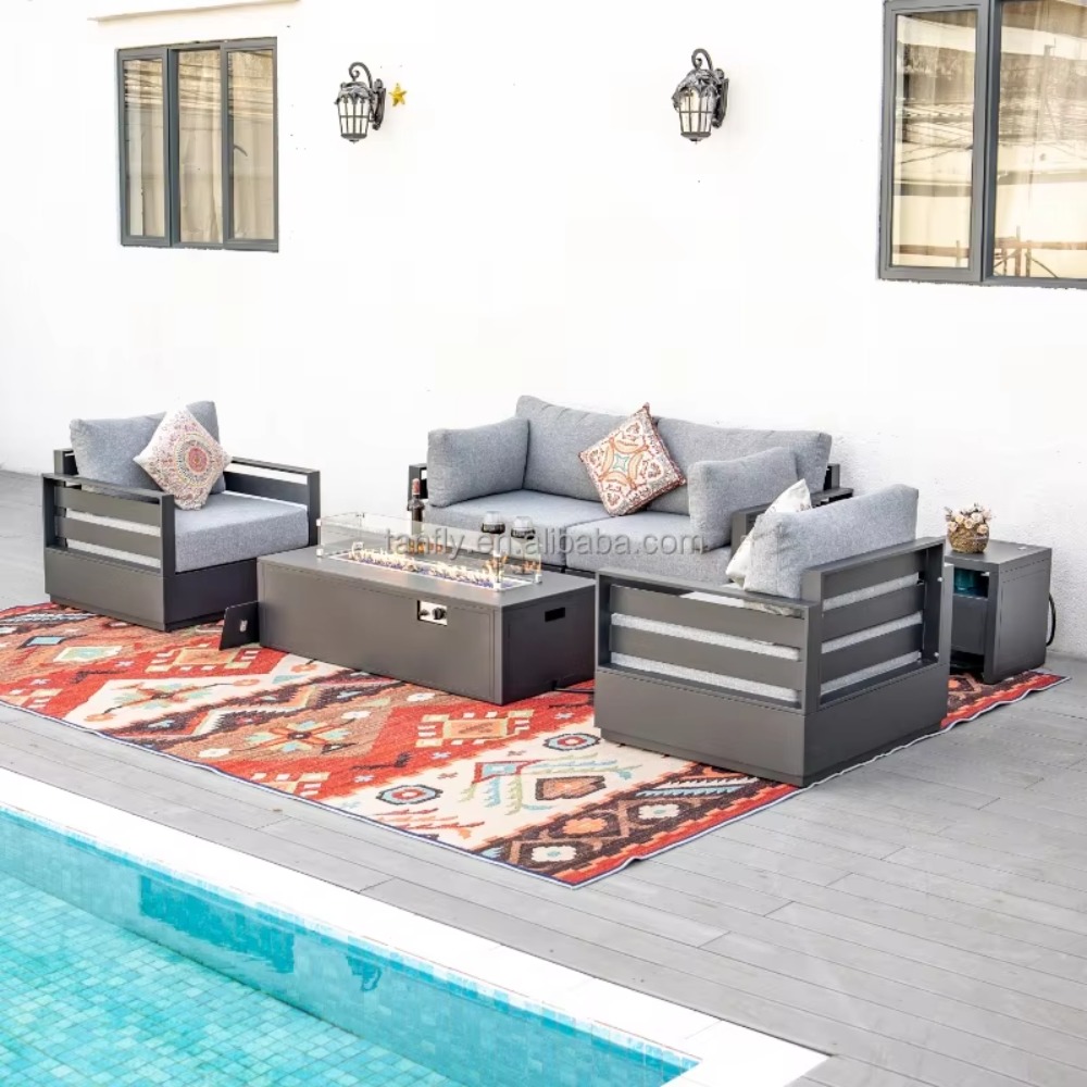 ヴィラホテル屋外家具セット モダンアルミガーデン家具 ソファ - Outdoor Furniture With Fire Pit のレビューと価格