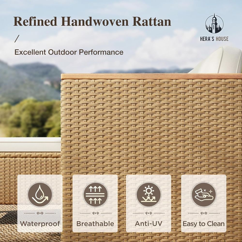 3ピース籐製屋外セクショナルセット、黄色の籐製パティオ家具、 - Outdoor Furniture Yellow のレビューと価格