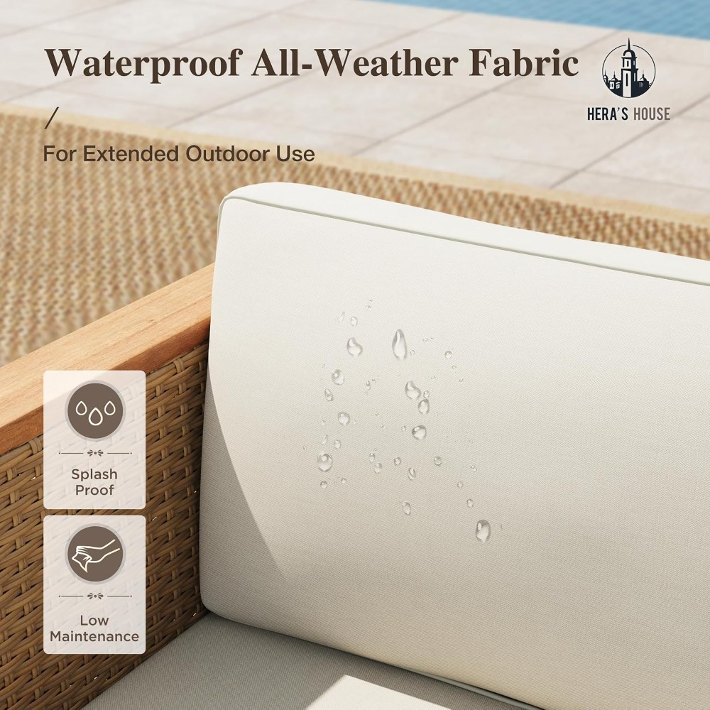 3ピース小型籐製パティオ会話セット、黄色のラタン屋外セクショ - Outdoor Furniture Yellow のレビューと価格