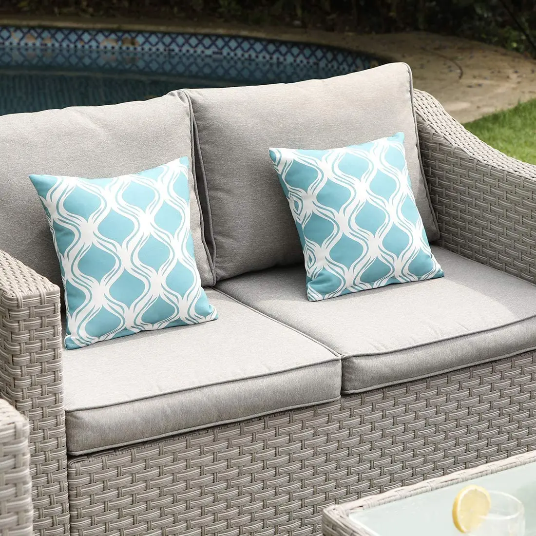 屋外用家具5点セット ウィッカー製セクショナルソファ ガス焚 - Outdoor Furniture With Fire Pit のレビューと価格