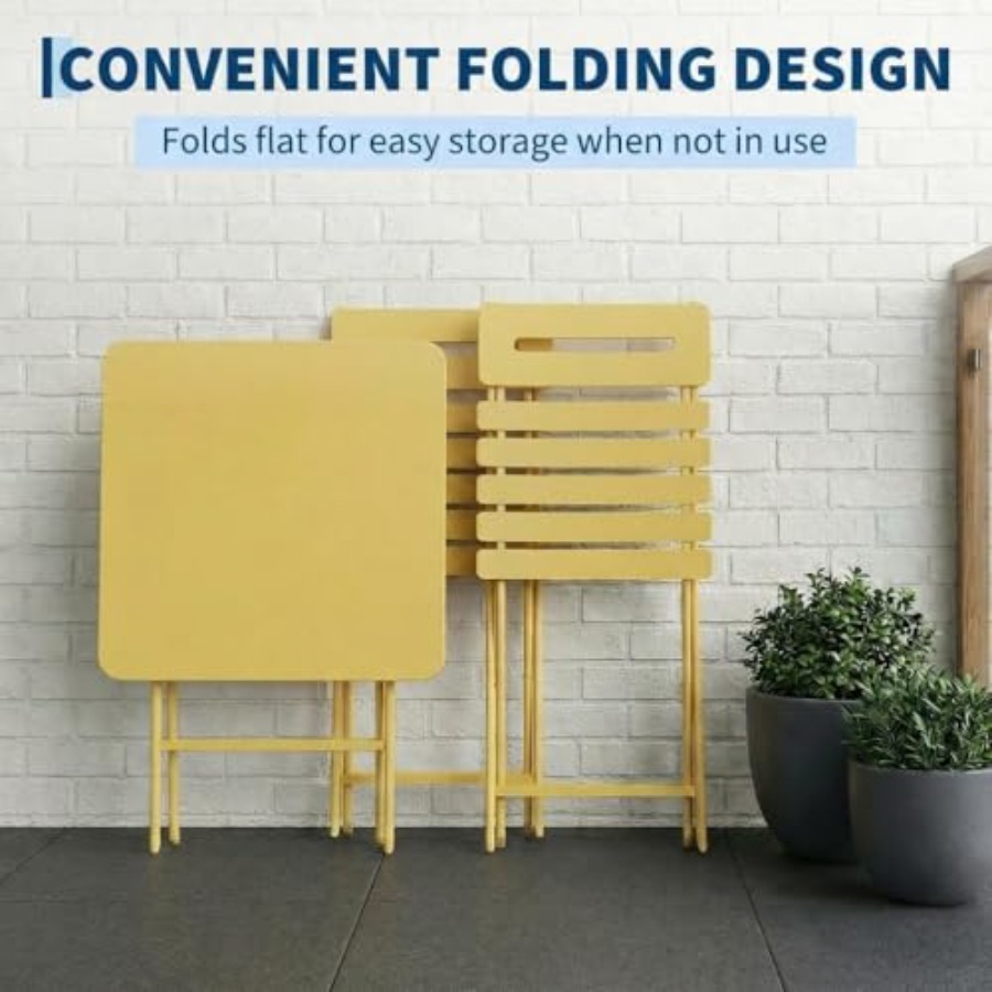 パティオガーデンバルコニープールサイド用3ピースビストロセッ - Outdoor Furniture Yellow のレビューと価格