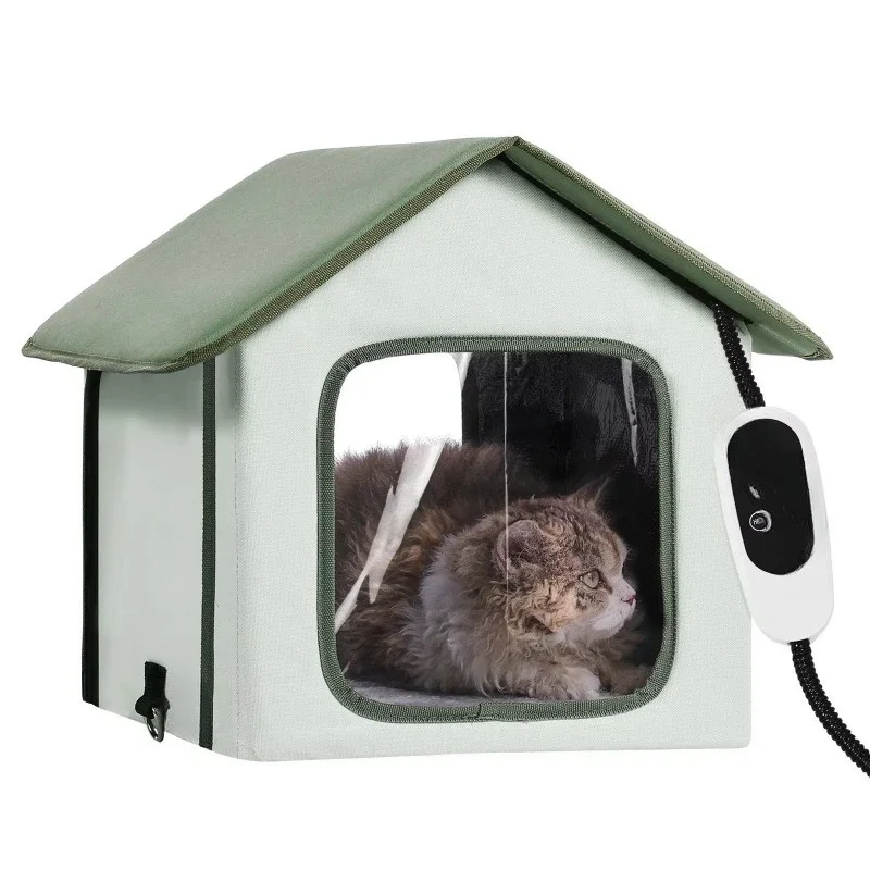 グリーンSタイプ高床式暖房付き猫ハウス、屋外子猫用シェルター - Outdoor Furniture Types のレビューと価格