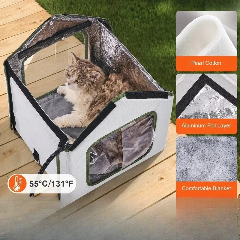 グリーンSタイプ高床式暖房付き猫ハウス、屋外子猫用シェルター - Outdoor Furniture Types のレビューと価格