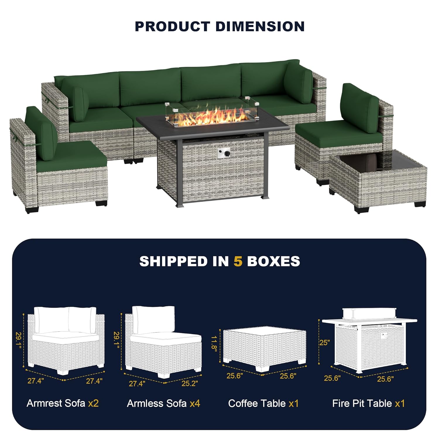 8点セットの屋外パティオ家具セット、55,000 BTUのフ - Outdoor Furniture With Fire Pit のレビューと価格