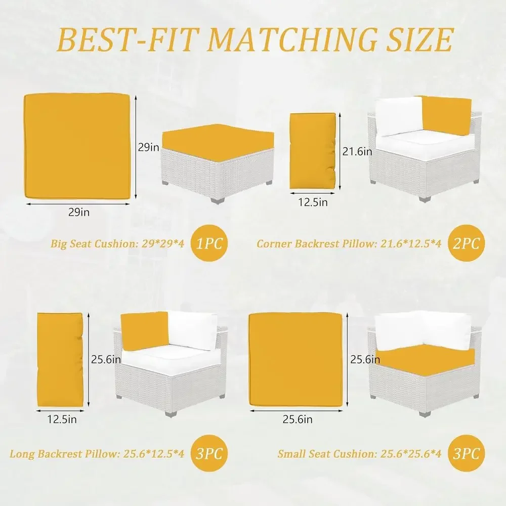 5ピースの屋外パティオ家具用クッション、4人掛けディープセク - Outdoor Furniture Yellow のレビューと価格