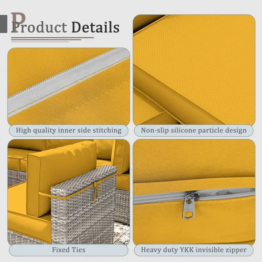 5ピースの屋外パティオ家具用クッション、4人掛けディープセク - Outdoor Furniture Yellow のレビューと価格