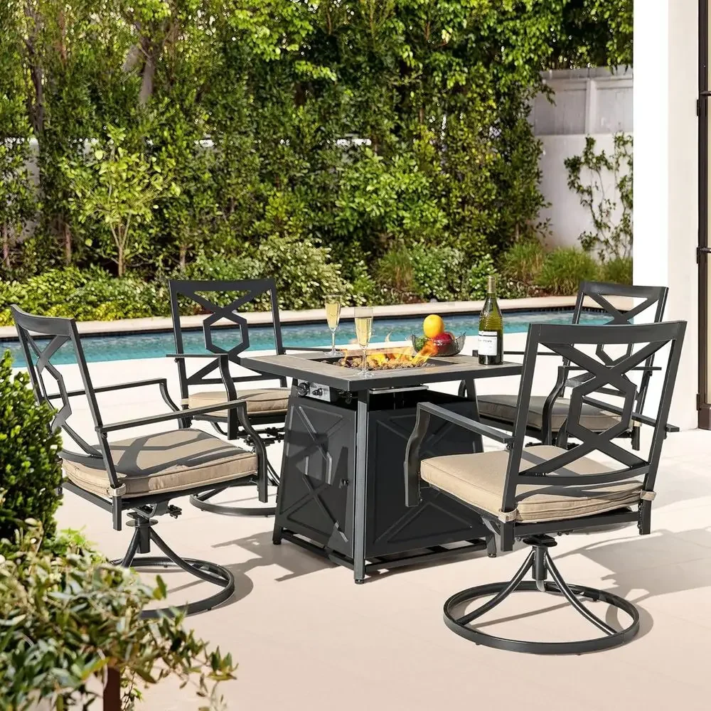 5点セットの屋外パティオ家具セット、ファイヤーピットテーブル - Outdoor Furniture With Fire Pit のレビューと価格