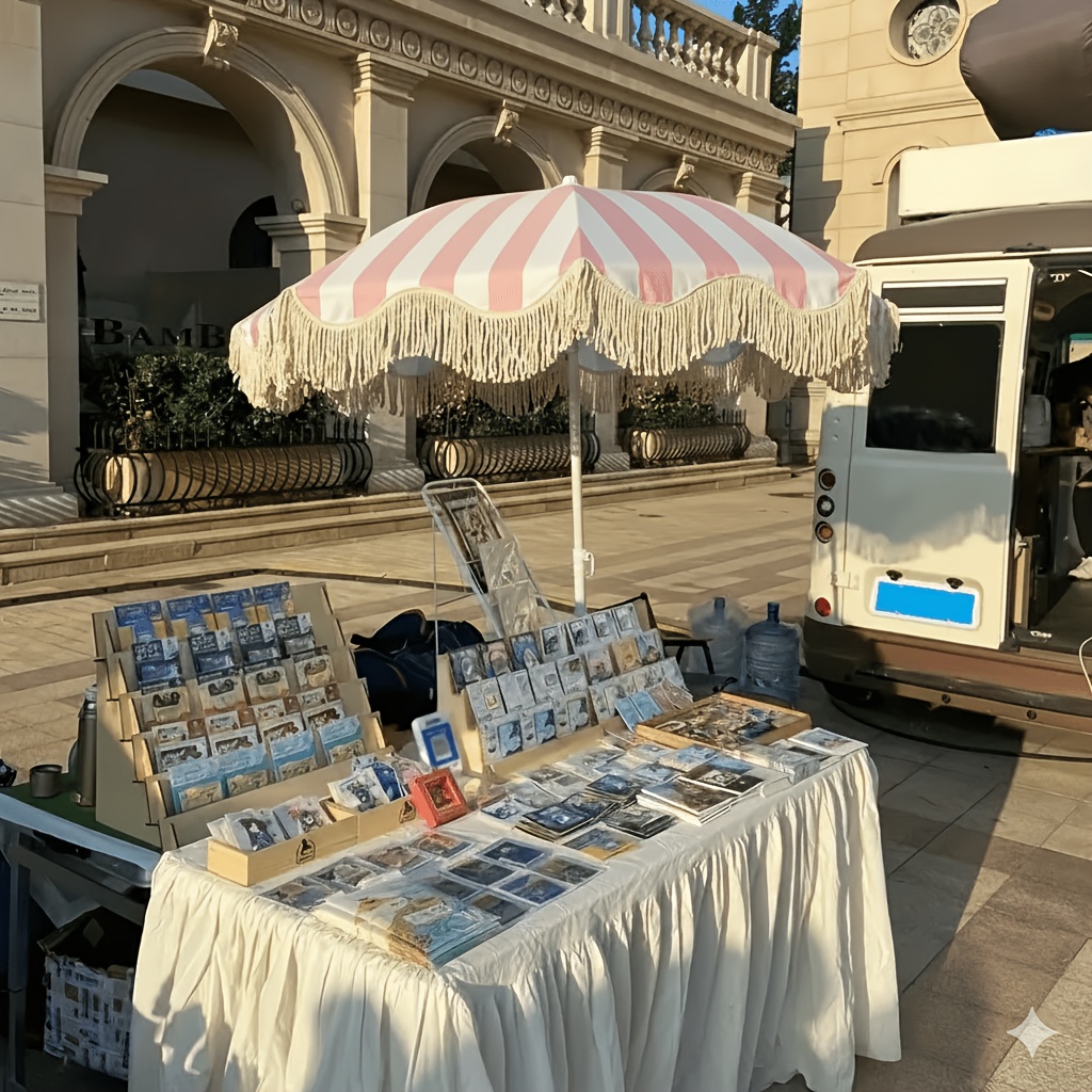ストライプタッセル付きパティオ傘、ピンクホワイト＆イエローホ - Outdoor Furniture Yellow のレビューと価格